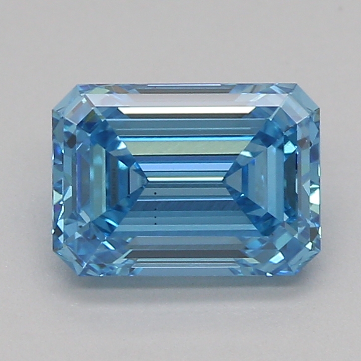 Actual 0.76 carat Vivid Blue Emerald lab-grown diamond